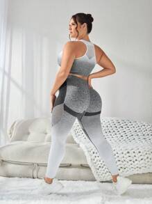 Gameset SHEIN Sport Plus Size Tie-Dye Sports Bra And Long Leggings Set