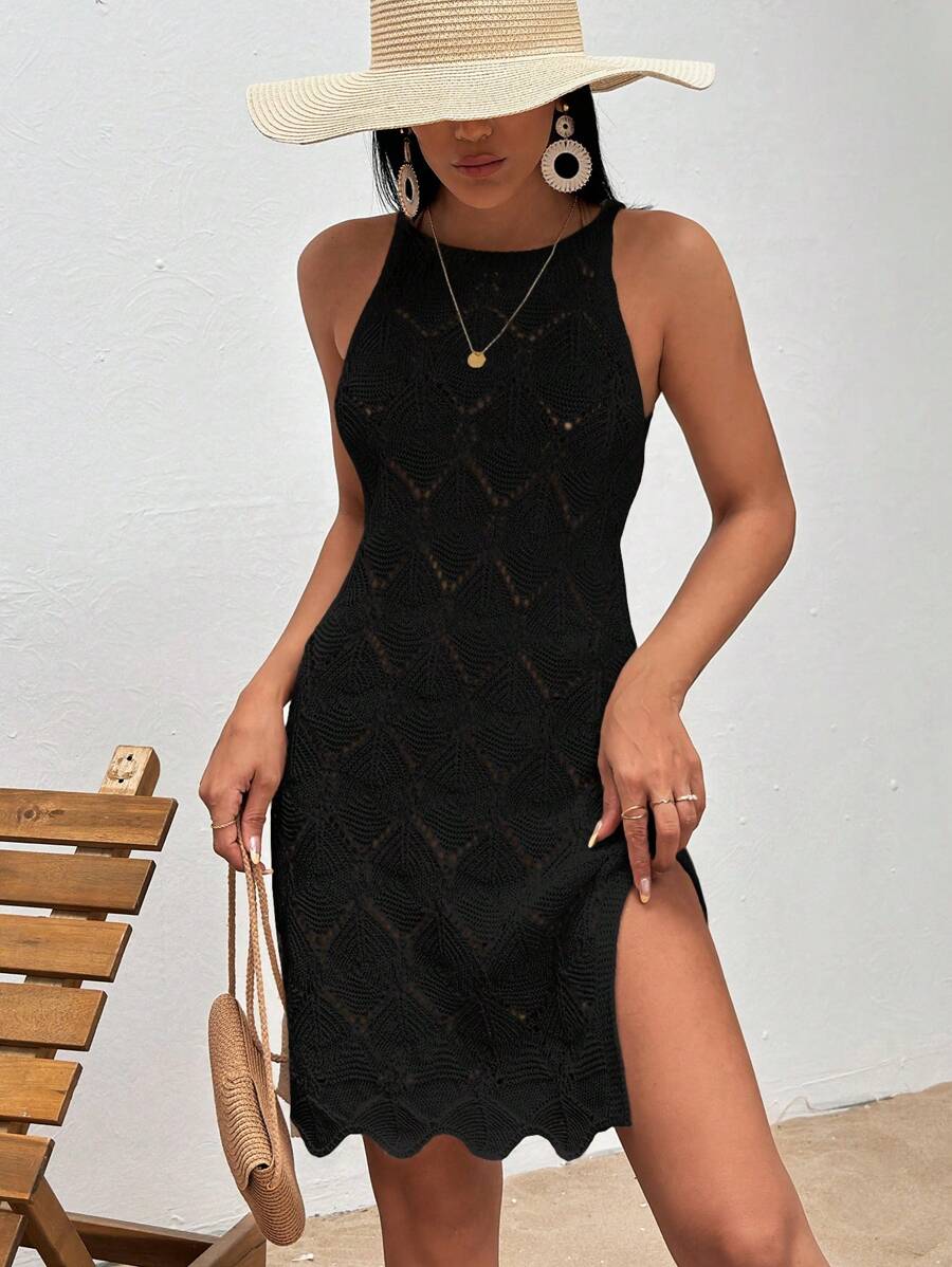 EURMUSE Split Thigh Cover Up Dress - Black - View 1