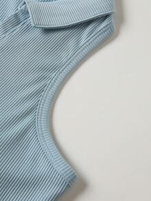 SHEIN Áo ba lỗ ngắn tay cổ polo thể thao màu xanh dành cho bé gái tuổi teen, Áo khoác ngoài mùa hè dành cho bé gái tập yoga - Màu xanh lam - Xem 6