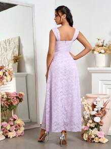 SHEIN Belle Solid Color Elegant Bridesmaid Dress With Thick Shoulder Straps, Sleeveless And Summer Style - Mauve Purple - View 2