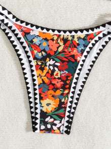 SHEIN Swim Women's Summer Beach Floral Print Sexy Bikini Set (Random Print) - Multicolor - View 5