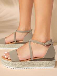 SHUZIA Women Solid Color Round Toe Thick Bottom Casual Sandals For Summer