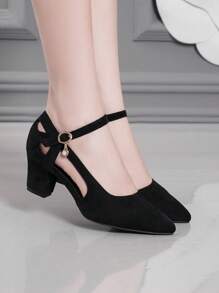 Fall/Winter 2025 New Women's Versatile & Comfortable Strap High Heel Pointed Toe Sandals, Elegant, Women Pumps, Elegant - Black - View 4