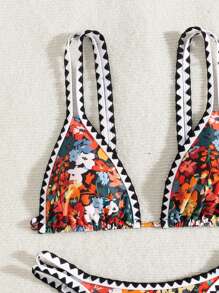 SHEIN Swim Women's Summer Beach Floral Print Sexy Bikini Set (Random Print) - Multicolor - View 3