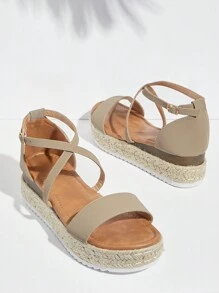 SHUZIA Women Solid Color Round Toe Thick Bottom Casual Sandals For Summer