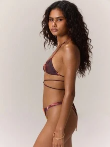 Musera Resort 抽象印花裹身比基尼上衣度假夏季海滩伊比沙岛沙滩装可爱性感节日优雅泳装秋季 - 彩色 - 查看 3