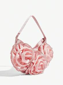 SHEIN Belle 奢华、迷人、优雅、花朵、女士手提包、女士晚装包、适合女孩、女士、女士、大学生、适合新娘、伴娘、婚礼宾客、蜜月、适合派对、舞会、婚礼、俱乐部、约会、晚会、约会之夜 - 粉色 - 查看 2