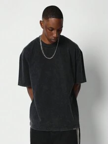 SUMWON تي شيرت مغسول مع طباعة رسم دوامي على الظهر