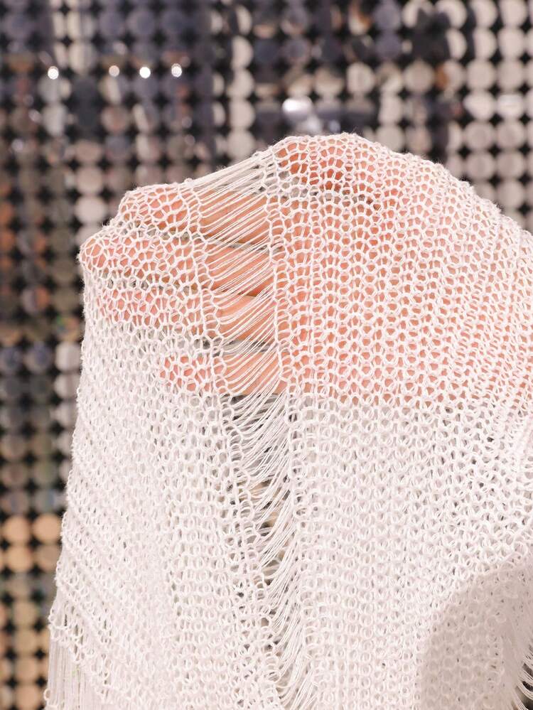 2pcs Women's Fashionable Sexy Knit Hollow Out Cover Up For Summer