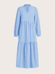 SHEIN LUNE Women's Striped Printed Simple Daily Dress Maxi Women Outfit Fall Cloth For Women