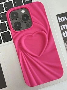 Vỏ điện thoại họa tiết sóng trái tim mờ tương thích với iPhone - Màu Hồng Tươi - Xem 1