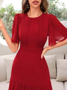 Modelyn Damen elegantes langes arabisches Kleid Einfarbig mit Taillengürtel, Abendkleider