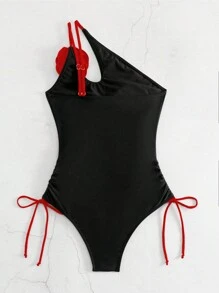 Bonvoyette 2025 女士假日海滩花卉装饰连体泳衣夏季 - 紅色 - 查看 6