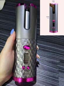 自動捲髮器，無線自動捲髮器，帶有6種溫度和定時器的陶瓷旋轉捲髮器，便攜式可充電捲髮棒，自動關機，快速加熱捲髮器，適用於造型 - 灰色 - 查看 4