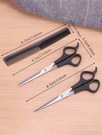 Hair Cutting Scissors Set With Bangs & Tooth Scissors, Flat Scissors, Comb For Pet Grooming And Haircutting, 3 Pieces Set, Hair Tools, Hair Products And Accessories For Barber Salon Beauty Travel Essentials, Back To School, Travel Holiday Essentials, Hair Accessories For Women, Slick Back Brush, Barber Accessories, Hair Dryer, Hair Tools, Hair Stuff, Hair Care, Curly Hair Brush, Barber, Barber Accessories, Hairdressing Equipment, Travel Essentials, Travel Essential, Hairstyle, Hairdressing,Hair,Travel,Hair Products,Hair Tools,Hair Stuff,Barber,Barber Accessories,Barbershop,Hairdressing Equipment