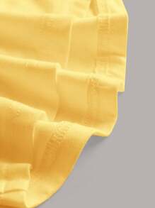 SHEIN EZwear Solid Mock Neck Ruched Tank Top - Pale Yellow - View 3