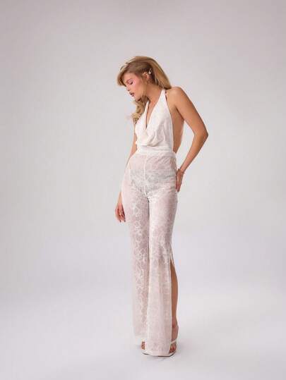 MUSERA جمبسوت قصيرة شفافة ذات نسيج مزخرف بالأزهار وياقة كاوبوي، أنيقة للخروجات الربيعية والصيفية والعطلات