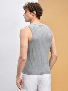 Manfinity VCAY Men's 2pcs Solid Color Knitted Striped Sleeveless Regular Fit Casual Top, Suitable For Everyday Outfit In Spring And Summer