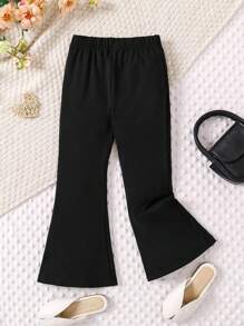 Genkimix Kids Young Girl Fashionable Commuting Casual Flared Pants - Black - View 7