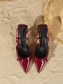 On feet& in love Fall/Winter 2025 Women's Fashion Elegant Heel Strap Pointed Toe Slingback Stilettos, Versatile For Office Wear And Formal Dresses,Elegant,Women Pumps,Elegant