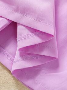 SHEIN Falda morada con pliegues y detalles de botones para niña joven, perfecta para uso casual - Morado - Ver 3