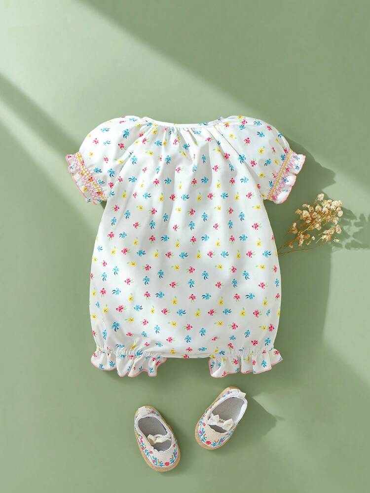Baby Girl Sweet And Comfortable Romper, Suitable For Home And Outdoors, Spring And Summer Outfits