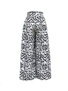 Women Random Print Casual Pants - White - View 2