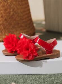 New Comfortable Floral Princess Sandals For Toddler Girls, Spring Summer, Casual Fashionable All-Match Walking Shoes - Red - View 4