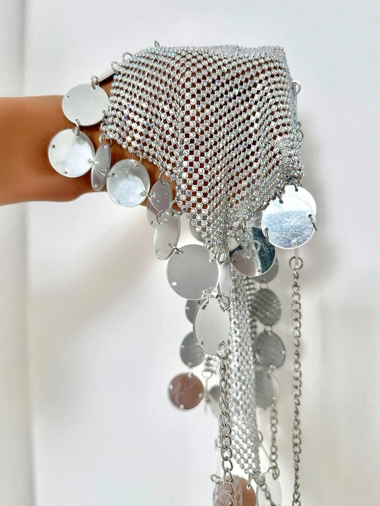 Party & Gathering Silver Rhinestone Acrylic Camisole