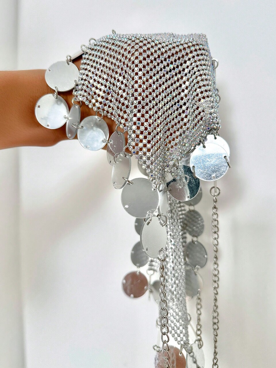 Party & Gathering Silver Rhinestone Acrylic Camisole