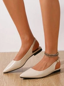 2025 Autumn Women's Outdoor Back Strap Pointed Toe Flat Shoes With Open Heels