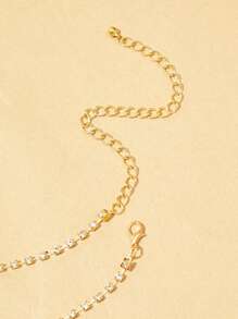 SHEIN VCAY 1 件女式 SXY、可爱、基本款金属/金属色、水钻镶嵌身体链，适合夜店、休闲、海滩、野餐 - 金色 - 查看 8