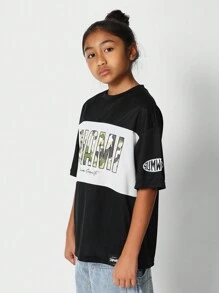 SUMWON Camiseta oversize con estampado para niñas preadolescentes - Blanco y Negro - Ver 4