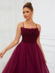 SHEIN Belle Váy thời trang nữ màu đỏ tía, váy dự tiệc cưới, váy dạ hội - Màu Đỏ Sâu - Xem 4