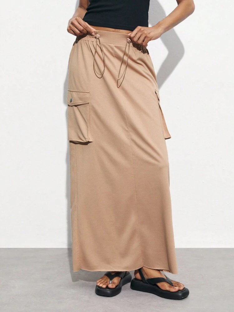 SHEIN Maija Jupe décontractée pour femme avec cordon de serrage à la taille et design de poche pratique