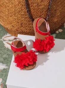 New Comfortable Floral Princess Sandals For Toddler Girls, Spring Summer, Casual Fashionable All-Match Walking Shoes - Red - View 6