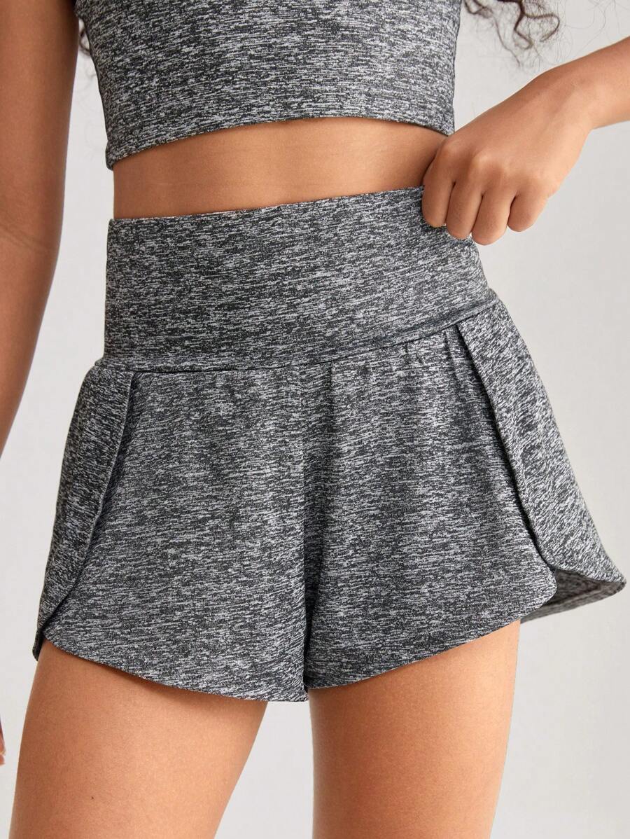 SHEIN Tween Girl Knitted Solid Color Sport Shorts For Spring And Summer Leisure