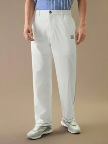 Manfinity VCAY Men's Solid Color Loose Straight Wide-Legged Pants,Back To School - White - View 1