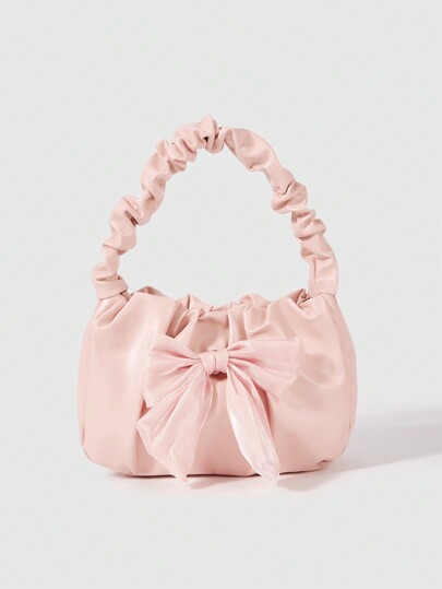 Kawaii حقيبة كتف أنيقة للنساء مزينة بعقدة