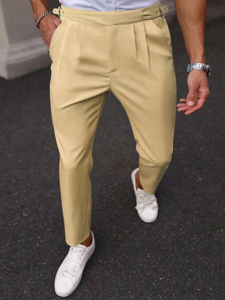 Men Solid Color Simple Daily Wear Straight Pants