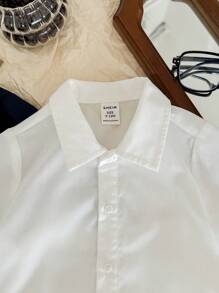 SHEIN Baby Boy Solid Color Short Sleeve Polo Shirt, Shorts, And Jacket Set Suitable For Formal Occasions Such As Weddings, Banquets, 1st Birthday Celebrations