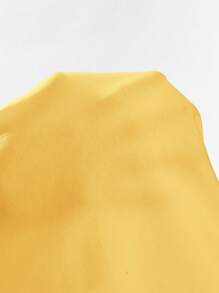 SHEIN EZwear Solid Mock Neck Ruched Tank Top - Pale Yellow - View 5