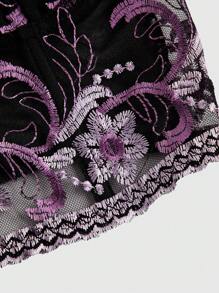 ROMWE Goth Top sin tirantes estilo palaciego gótico con estampado floral para mujeres - Morado - Ver 4