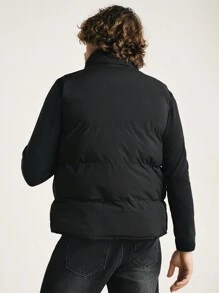 RueChic Men Printed Zip Up Vest Coat - Black - View 2