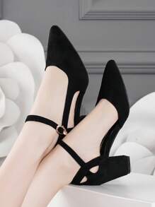 Fall/Winter 2025 New Women's Versatile & Comfortable Strap High Heel Pointed Toe Sandals, Elegant, Women Pumps, Elegant - Black - View 2