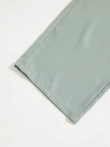 SHEIN 春季夏季青少年男孩實用款休閒褲，裝飾口袋設計 - 綠色 - 查看 6