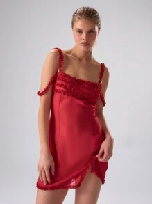 MUSERA Vestido mini con volantes de gasa, sexy y lindo para primavera y verano