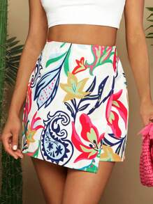 SHEIN VCAY 女士夏季印花休閒短褲，適合度假穿著