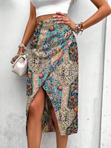 Breezaya Women's Vintage Patterned Wrap Style Summer Holiday Beach Skirt