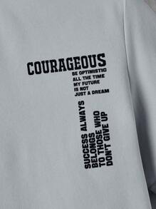 Manfinity BRENVOR Men's Summer Casual Short Sleeve T-Shirt With Slogan Print - Dusty Blue - View 3